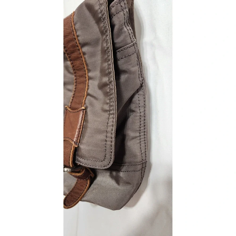 Fossil Canyon Brown Nylon Leather Trim Messenger Bag Crossbody Utility Travel